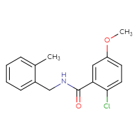 Chemical structure of 2-chloro-5-methoxy-N-[(2-methylphenyl)methyl]benzamide - CSSB06421258069