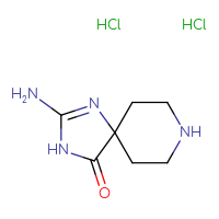 Chemical structure of 2-amino-1,3,8-triazaspiro[4.5]dec-1-en-4-one dihydrochloride - CSSB00015186451