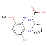 Chemical structure of rac-(3aR,4S,9bS)-9-chloro-6-methoxy-3H,3aH,4H,5H,9bH-cyclopenta[c]quinoline-4-carboxylic acid - CSSB20620676659