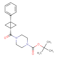 Chemical structure of tert-butyl 4-[(1R,3R)-3-phenylbicyclo[1.1.0]butane-1-carbonyl]piperazine-1-carboxylate - CSSB21474900737