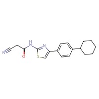 Chemical structure of 2-cyano-N-[4-(4-cyclohexylphenyl)-1,3-thiazol-2-yl]acetamide - CSSB00000683912