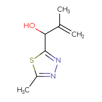 Chemical structure of 2-methyl-1-(5-methyl-1,3,4-thiadiazol-2-yl)prop-2-en-1-ol - CSSB14807685053