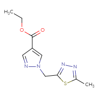 Chemical structure of ethyl 1-[(5-methyl-1,3,4-thiadiazol-2-yl)methyl]-1H-pyrazole-4-carboxylate - CSSB00022608334