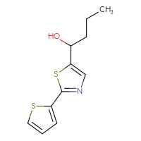 Chemical structure of 1-[2-(thiophen-2-yl)-1,3-thiazol-5-yl]butan-1-ol - CSSB21246410999