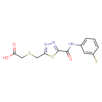 Chemical structure of 2-[({5-[(3-fluorophenyl)carbamoyl]-1,3,4-thiadiazol-2-yl}methyl)sulfanyl]acetic acid - CSSB00025741889