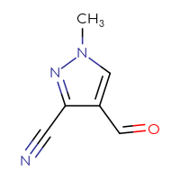 Chemical structure of 4-formyl-1-methyl-1H-pyrazole-3-carbonitrile - CSSB00024412346