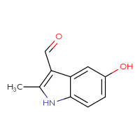 Chemical structure of 5-hydroxy-2-methyl-1H-indole-3-carbaldehyde - CSSB00000106788
