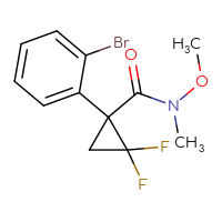 Chemical structure of 1-(2-bromophenyl)-2,2-difluoro-N-methoxy-N-methylcyclopropane-1-carboxamide - CSSB03537203982