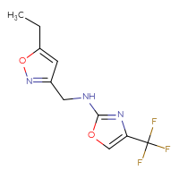 Chemical structure of N-[(5-ethyl-1,2-oxazol-3-yl)methyl]-4-(trifluoromethyl)-1,3-oxazol-2-amine - CSSB02395390812