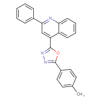Chemical structure of 4-[5-(4-methylphenyl)-1,3,4-oxadiazol-2-yl]-2-phenylquinoline - CSSB00026601848