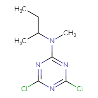Chemical structure of N-(butan-2-yl)-4,6-dichloro-N-methyl-1,3,5-triazin-2-amine - CSSB00011764936