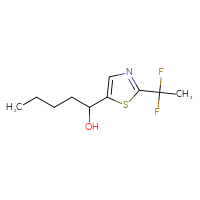 Chemical structure of 1-[2-(1,1-difluoroethyl)-1,3-thiazol-5-yl]pentan-1-ol - CSSB02518604665