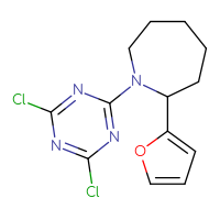 Chemical structure of 1-(4,6-dichloro-1,3,5-triazin-2-yl)-2-(furan-2-yl)azepane - CSSB21332135626