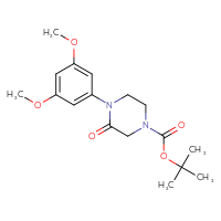 Chemical structure of tert-butyl 4-(3,5-dimethoxyphenyl)-3-oxopiperazine-1-carboxylate - CSSB21414518570