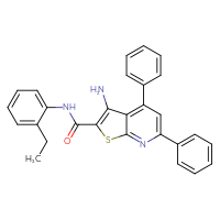 Chemical structure of 3-amino-N-(2-ethylphenyl)-4,6-diphenylthieno[2,3-b]pyridine-2-carboxamide - CSSB00103160071