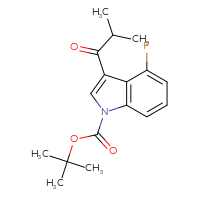 Chemical structure of tert-butyl 4-fluoro-3-(2-methylpropanoyl)-1H-indole-1-carboxylate - CSSB21332173032