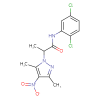 Chemical structure of N-(2,5-dichlorophenyl)-2-(3,5-dimethyl-4-nitro-1H-pyrazol-1-yl)propanamide - CSSB00121716746