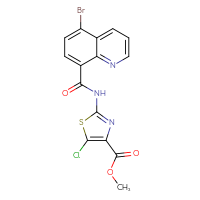 Chemical structure of methyl 2-(5-bromoquinoline-8-amido)-5-chloro-1,3-thiazole-4-carboxylate - CSSB21531616244