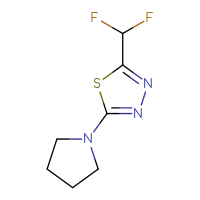 Chemical structure of 2-(difluoromethyl)-5-(pyrrolidin-1-yl)-1,3,4-thiadiazole - CSSB00012822950