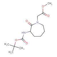 Chemical structure of methyl 2-(3-{[(tert-butoxy)carbonyl]amino}-2-oxoazepan-1-yl)acetate - CSSB00010484463
