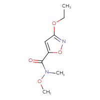 Chemical structure of 3-ethoxy-N-methoxy-N-methyl-1,2-oxazole-5-carboxamide - CSSB01991258476