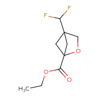 Chemical structure of ethyl 4-(difluoromethyl)-2-oxabicyclo[2.1.1]hexane-1-carboxylate - CSSB06193131535