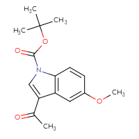 Chemical structure of tert-butyl 3-acetyl-5-methoxy-1H-indole-1-carboxylate - CSSB21332173024