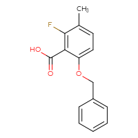 Chemical structure of 6-(benzyloxy)-2-fluoro-3-methylbenzoic acid - CSSB02495434724