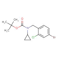 Chemical structure of tert-butyl N-[(4-bromo-2-chlorophenyl)methyl]-N-cyclopropylcarbamate - CSSB00015192012