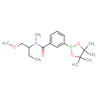Chemical structure of N-(1-methoxybutan-2-yl)-N-methyl-3-(4,4,5,5-tetramethyl-1,3,2-dioxaborolan-2-yl)benzamide - CSSB02229496226