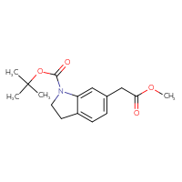 Chemical structure of tert-butyl 6-(2-methoxy-2-oxoethyl)-2,3-dihydro-1H-indole-1-carboxylate - CSSB00160482482