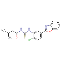 Chemical structure of 1-[5-(1,3-benzoxazol-2-yl)-2-chlorophenyl]-3-(3-methylbutanoyl)thiourea - CSSB00121715263