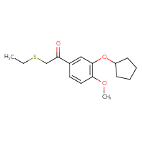 Chemical structure of 1-[3-(cyclopentyloxy)-4-methoxyphenyl]-2-(ethylsulfanyl)ethan-1-one - CSSB21246290779