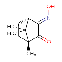 Chemical structure of (1R,3E,4S)-3-(hydroxyimino)-1,7,7-trimethylbicyclo[2.2.1]heptan-2-one - CSSB00055501381