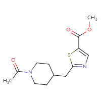 Chemical structure of methyl 2-[(1-acetylpiperidin-4-yl)methyl]-1,3-thiazole-5-carboxylate - CSSB02017766700