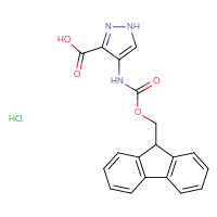 Chemical structure of 4-({[(9H-fluoren-9-yl)methoxy]carbonyl}amino)-1H-pyrazole-3-carboxylic acid hydrochloride - CSSB06657271862