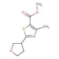 Chemical structure of methyl 4-methyl-2-(oxolan-3-yl)-1,3-thiazole-5-carboxylate - CSSB00012840634