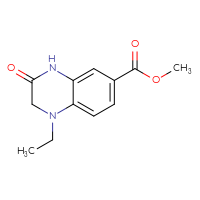 Chemical structure of methyl 1-ethyl-3-oxo-1,2,3,4-tetrahydroquinoxaline-6-carboxylate - CSSB00133342174