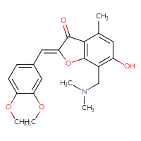 Chemical structure of (2Z)-2-[(3,4-dimethoxyphenyl)methylidene]-7-[(dimethylamino)methyl]-6-hydroxy-4-methyl-2,3-dihydro-1-benzofuran-3-one - CSSB00132868866