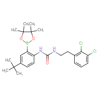 Chemical structure of 3-[4-tert-butyl-2-(4,4,5,5-tetramethyl-1,3,2-dioxaborolan-2-yl)phenyl]-1-[2-(2,3-dichlorophenyl)ethyl]urea - CSSB21332076469