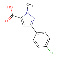 Chemical structure of 3-(4-chlorophenyl)-1-methyl-1H-pyrazole-5-carboxylic acid - CSSB00000689840