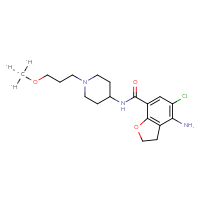 Chemical structure of 4-amino-5-chloro-N-{1-[3-(¹³C,²H₃)methoxypropyl]piperidin-4-yl}-2,3-dihydro-1-benzofuran-7-carboxamide - CSSB06629244836