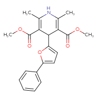 Chemical structure of 3,5-dimethyl 2,6-dimethyl-4-(5-phenylfuran-2-yl)-1,4-dihydropyridine-3,5-dicarboxylate - CSSB00132945928