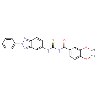 Chemical structure of 1-(3,4-dimethoxybenzoyl)-3-(2-phenyl-2H-1,2,3-benzotriazol-5-yl)thiourea - CSSB00121706529