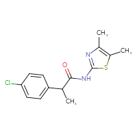 Chemical structure of 2-(4-chlorophenyl)-N-(4,5-dimethyl-1,3-thiazol-2-yl)propanamide - CSSB02019795001