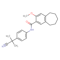 Chemical structure of N-[4-(1-cyano-1-methylethyl)phenyl]-3-methoxy-6,7,8,9-tetrahydro-5H-benzo[7]annulene-2-carboxamide - CSSB06256034313
