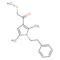 Chemical structure of 1-[2,5-dimethyl-1-(2-phenylethyl)-1H-pyrrol-3-yl]-2-(methylsulfanyl)ethan-1-one - CSSB02033880789