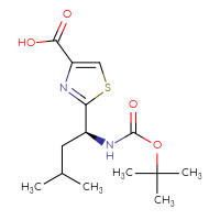 Chemical structure of 2-[(1S)-1-{[(tert-butoxy)carbonyl]amino}-3-methylbutyl]-1,3-thiazole-4-carboxylic acid - CSSB00020938160