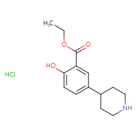 Chemical structure of ethyl 2-hydroxy-5-(piperidin-4-yl)benzoate hydrochloride - CSSB06744479651