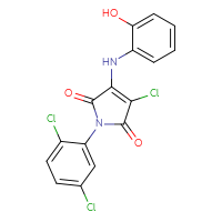 Chemical structure of 3-chloro-1-(2,5-dichlorophenyl)-4-[(2-hydroxyphenyl)amino]-2,5-dihydro-1H-pyrrole-2,5-dione - CSSB00121728857